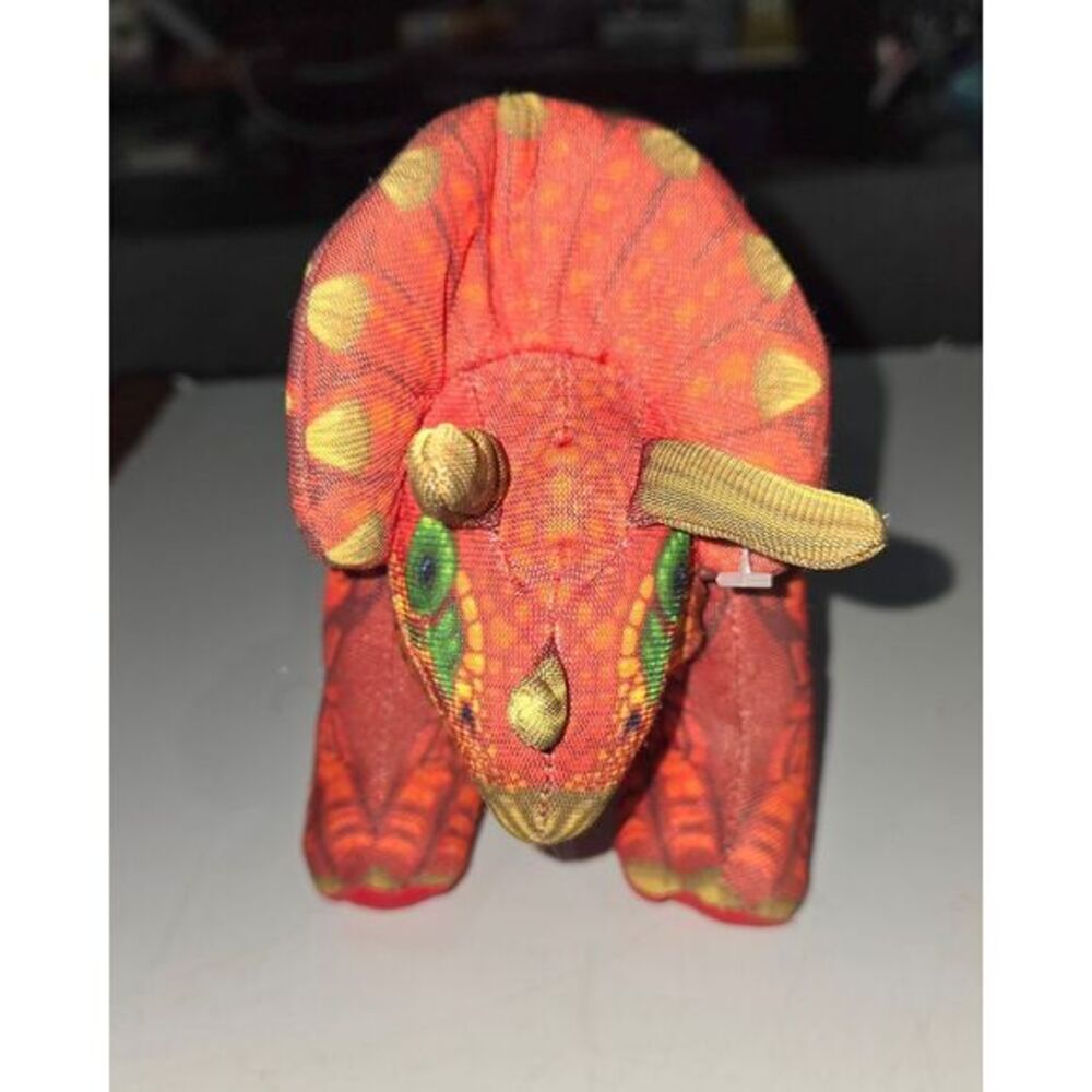 Colorful 14" Triceratops Plush Dinosaur‎ Toy Red & Green Soft Stuffed Animal